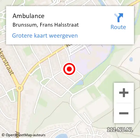 Locatie op kaart van de 112 melding: Ambulance Brunssum, Frans Halsstraat op 7 oktober 2014 04:39