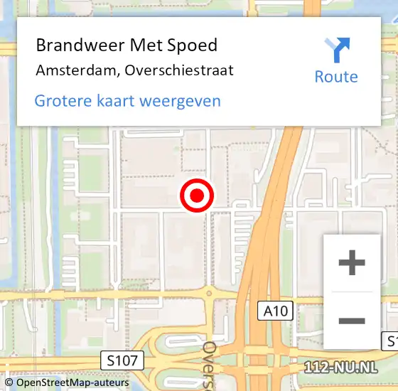 Locatie op kaart van de 112 melding: Brandweer Met Spoed Naar Amsterdam, Overschiestraat op 24 mei 2024 15:42