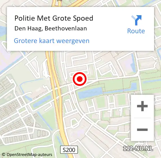 Locatie op kaart van de 112 melding: Politie Met Grote Spoed Naar Den Haag, Beethovenlaan op 24 mei 2024 15:44