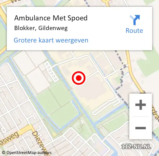 Locatie op kaart van de 112 melding: Ambulance Met Spoed Naar Blokker, Gildenweg op 24 mei 2024 15:52