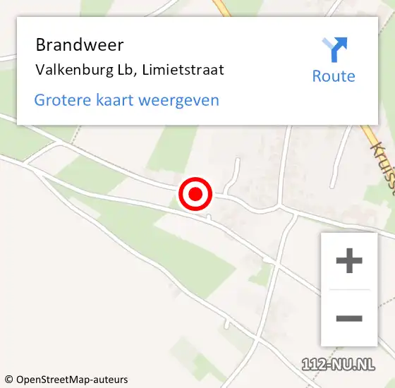 Locatie op kaart van de 112 melding: Brandweer Valkenburg Lb, Limietstraat op 7 oktober 2014 04:59