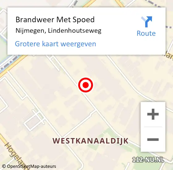 Locatie op kaart van de 112 melding: Brandweer Met Spoed Naar Nijmegen, Lindenhoutseweg op 24 mei 2024 16:26