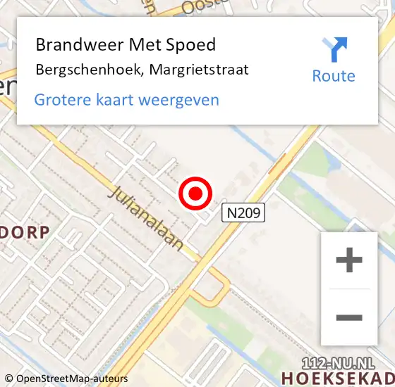 Locatie op kaart van de 112 melding: Brandweer Met Spoed Naar Bergschenhoek, Margrietstraat op 24 mei 2024 16:30