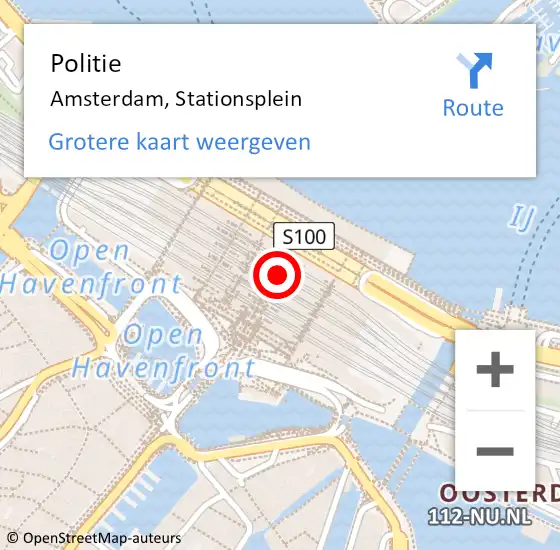 Locatie op kaart van de 112 melding: Politie Amsterdam, Stationsplein op 24 mei 2024 16:33