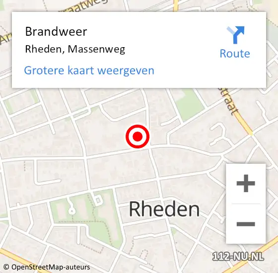 Locatie op kaart van de 112 melding: Brandweer Rheden, Massenweg op 24 mei 2024 16:40