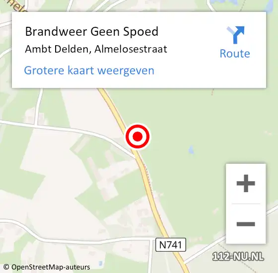 Locatie op kaart van de 112 melding: Brandweer Geen Spoed Naar Ambt Delden, Almelosestraat op 24 mei 2024 16:42