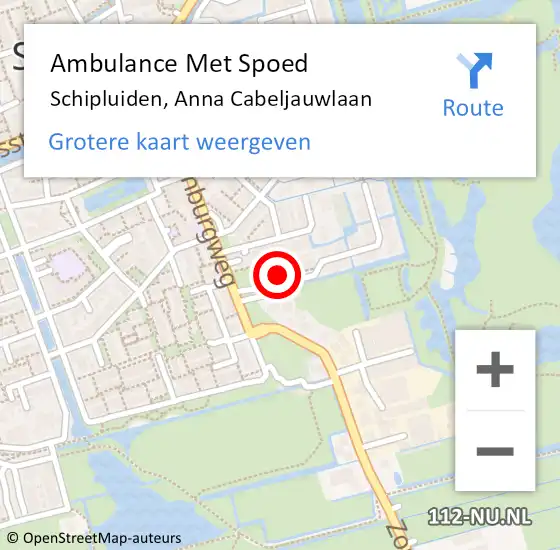 Locatie op kaart van de 112 melding: Ambulance Met Spoed Naar Schipluiden, Anna Cabeljauwlaan op 24 mei 2024 16:47