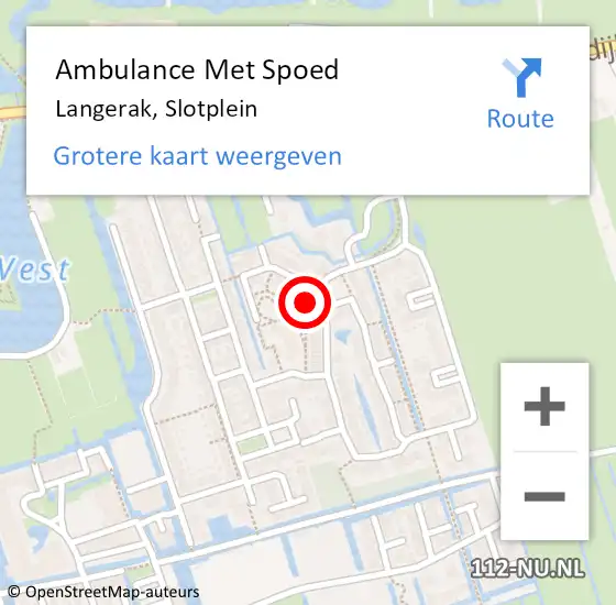 Locatie op kaart van de 112 melding: Ambulance Met Spoed Naar Langerak, Slotplein op 24 mei 2024 16:52