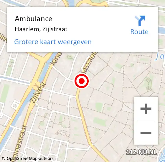 Locatie op kaart van de 112 melding: Ambulance Haarlem, Zijlstraat op 24 mei 2024 16:57