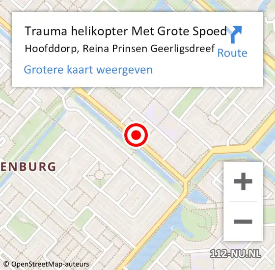 Locatie op kaart van de 112 melding: Trauma helikopter Met Grote Spoed Naar Hoofddorp, Reina Prinsen Geerligsdreef op 24 mei 2024 17:21