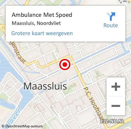 Locatie op kaart van de 112 melding: Ambulance Met Spoed Naar Maassluis, Noordvliet op 24 mei 2024 17:22