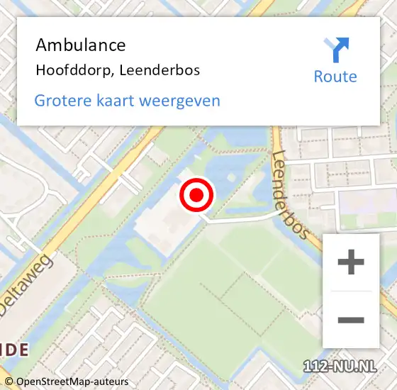 Locatie op kaart van de 112 melding: Ambulance Hoofddorp, Leenderbos op 24 mei 2024 17:33