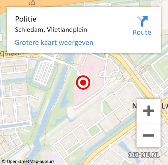 Locatie op kaart van de 112 melding: Politie Schiedam, Vlietlandplein op 24 mei 2024 17:42