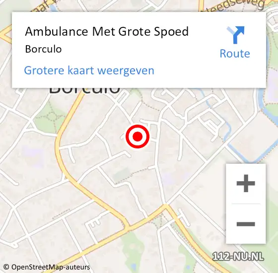 Locatie op kaart van de 112 melding: Ambulance Met Grote Spoed Naar Borculo op 24 mei 2024 17:45