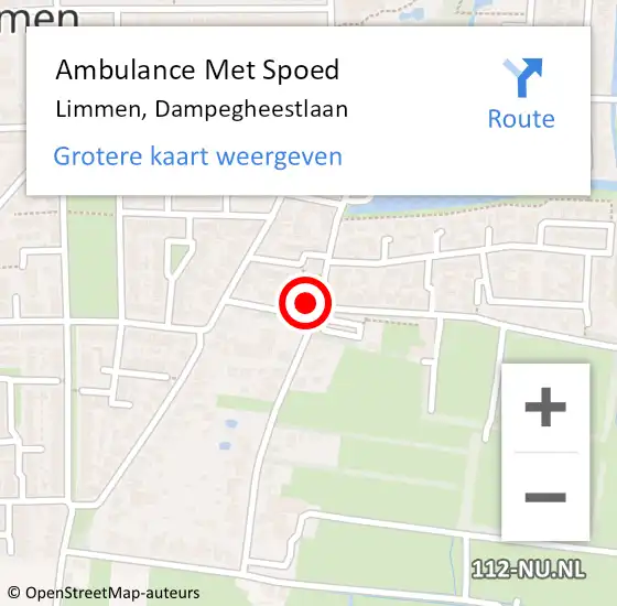 Locatie op kaart van de 112 melding: Ambulance Met Spoed Naar Limmen, Dampegheestlaan op 24 mei 2024 17:51