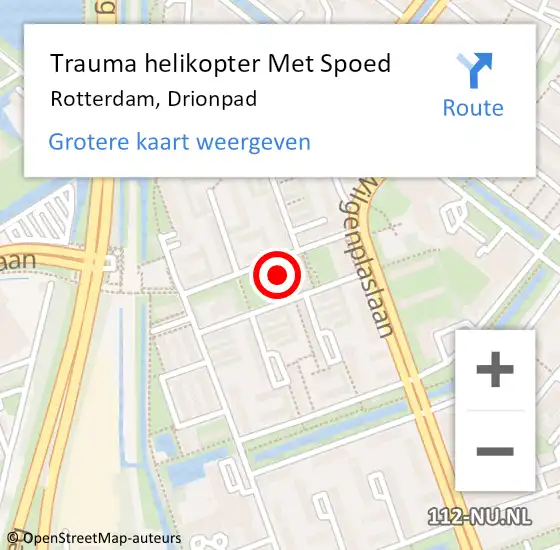 Locatie op kaart van de 112 melding: Trauma helikopter Met Spoed Naar Rotterdam, Drionpad op 24 mei 2024 17:51