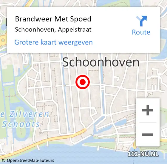 Locatie op kaart van de 112 melding: Brandweer Met Spoed Naar Schoonhoven, Appelstraat op 24 mei 2024 18:12