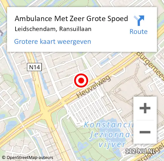 Locatie op kaart van de 112 melding: Ambulance Met Zeer Grote Spoed Naar Leidschendam, Ransuillaan op 24 mei 2024 18:21