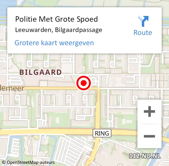 Locatie op kaart van de 112 melding: Politie Met Grote Spoed Naar Leeuwarden, Bilgaardpassage op 24 mei 2024 18:36