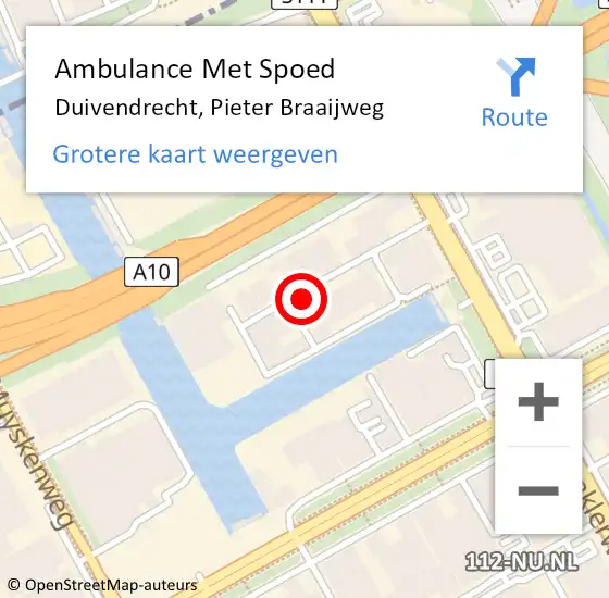 Locatie op kaart van de 112 melding: Ambulance Met Spoed Naar Duivendrecht, Pieter Braaijweg op 24 mei 2024 18:39