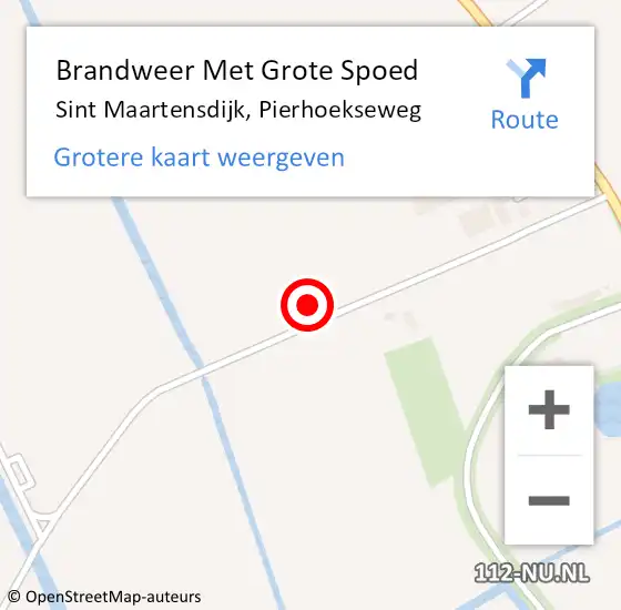 Locatie op kaart van de 112 melding: Brandweer Met Grote Spoed Naar Sint Maartensdijk, Pierhoekseweg op 24 mei 2024 18:44