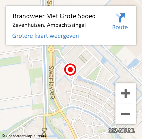 Locatie op kaart van de 112 melding: Brandweer Met Grote Spoed Naar Zevenhuizen, Ambachtssingel op 24 mei 2024 18:51