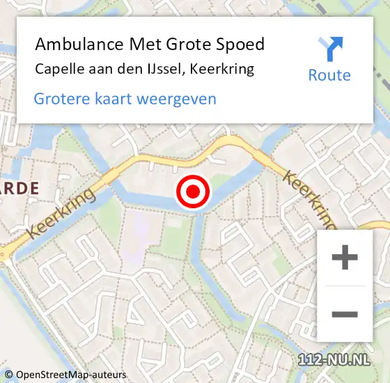 Locatie op kaart van de 112 melding: Ambulance Met Grote Spoed Naar Capelle aan den IJssel, Keerkring op 24 mei 2024 18:54