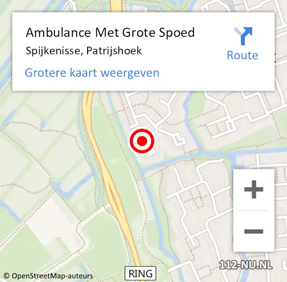 Locatie op kaart van de 112 melding: Ambulance Met Grote Spoed Naar Spijkenisse, Patrijshoek op 24 mei 2024 19:08