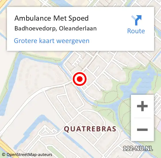 Locatie op kaart van de 112 melding: Ambulance Met Spoed Naar Badhoevedorp, Oleanderlaan op 24 mei 2024 19:11