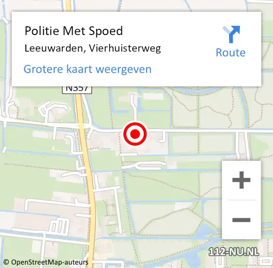 Locatie op kaart van de 112 melding: Politie Met Spoed Naar Leeuwarden, Vierhuisterweg op 24 mei 2024 19:28