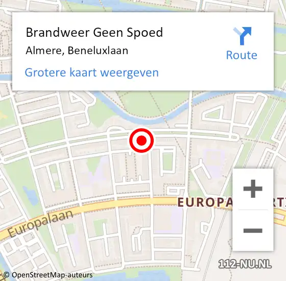 Locatie op kaart van de 112 melding: Brandweer Geen Spoed Naar Almere, Beneluxlaan op 24 mei 2024 19:40