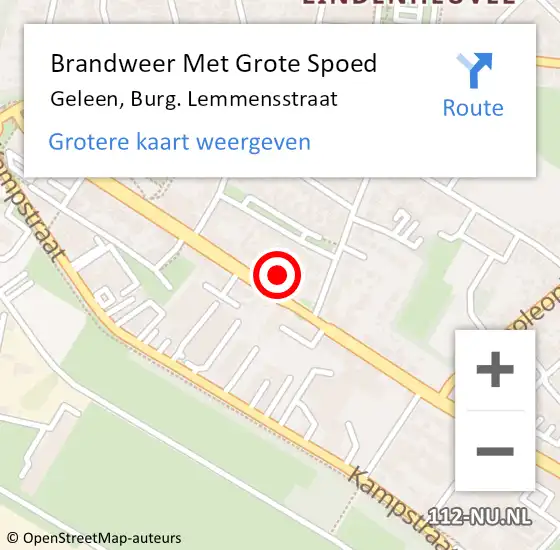 Locatie op kaart van de 112 melding: Brandweer Met Grote Spoed Naar Geleen, Burg. Lemmensstraat op 24 mei 2024 19:55