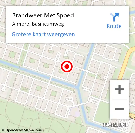 Locatie op kaart van de 112 melding: Brandweer Met Spoed Naar Almere, Basilicumweg op 24 mei 2024 20:01