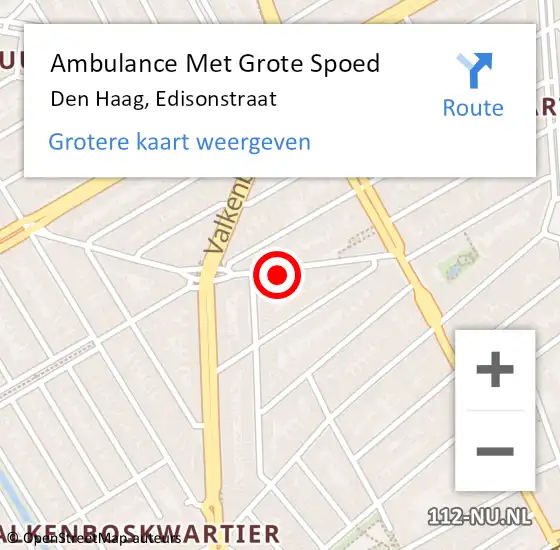 Locatie op kaart van de 112 melding: Ambulance Met Grote Spoed Naar Den Haag, Edisonstraat op 24 mei 2024 20:02