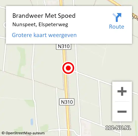 Locatie op kaart van de 112 melding: Brandweer Met Spoed Naar Nunspeet, Elspeterweg op 24 mei 2024 20:07