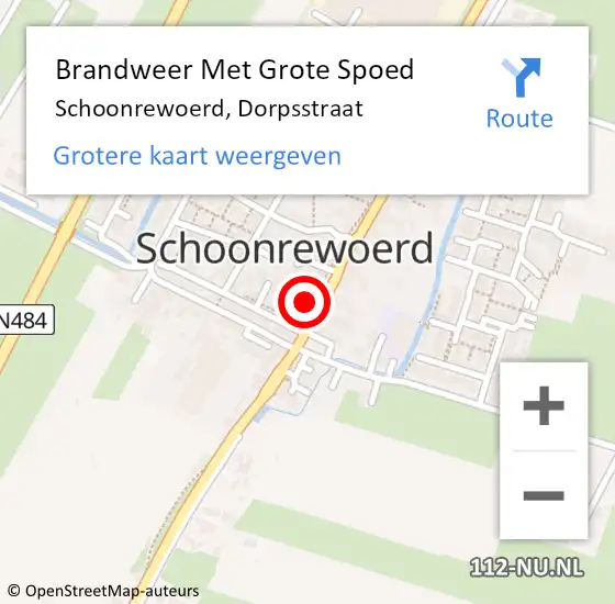 Locatie op kaart van de 112 melding: Brandweer Met Grote Spoed Naar Schoonrewoerd, Dorpsstraat op 24 mei 2024 20:19