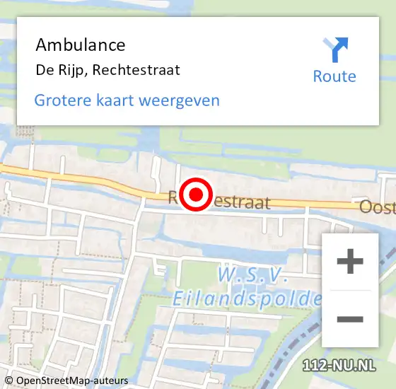 Locatie op kaart van de 112 melding: Ambulance De Rijp, Rechtestraat op 24 mei 2024 20:21