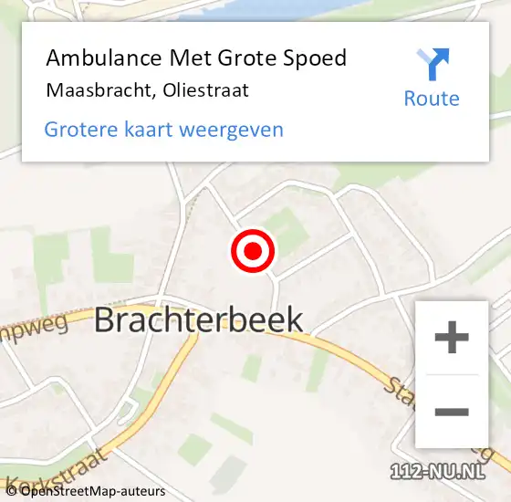 Locatie op kaart van de 112 melding: Ambulance Met Grote Spoed Naar Maasbracht, Oliestraat op 7 oktober 2014 06:59