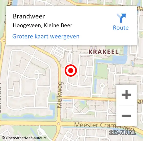 Locatie op kaart van de 112 melding: Brandweer Hoogeveen, Kleine Beer op 24 mei 2024 20:34