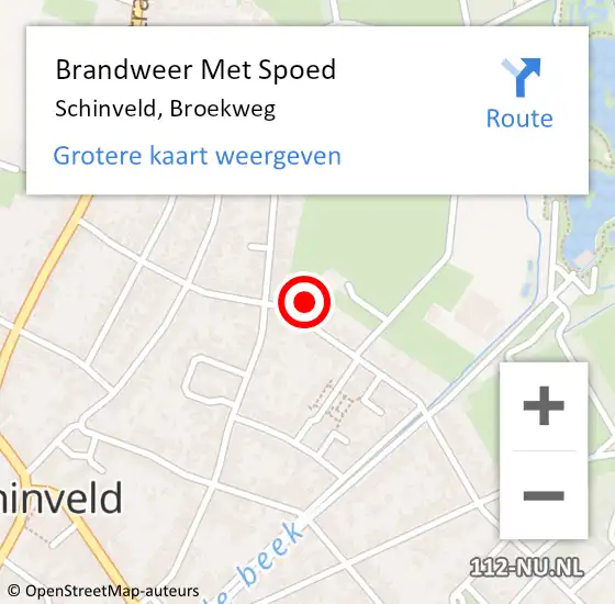 Locatie op kaart van de 112 melding: Brandweer Met Spoed Naar Schinveld, Broekweg op 24 mei 2024 20:50