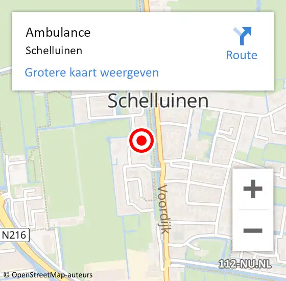 Locatie op kaart van de 112 melding: Ambulance Schelluinen op 24 mei 2024 20:56