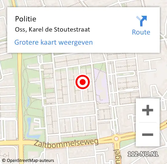 Locatie op kaart van de 112 melding: Politie Oss, Karel de Stoutestraat op 24 mei 2024 20:58