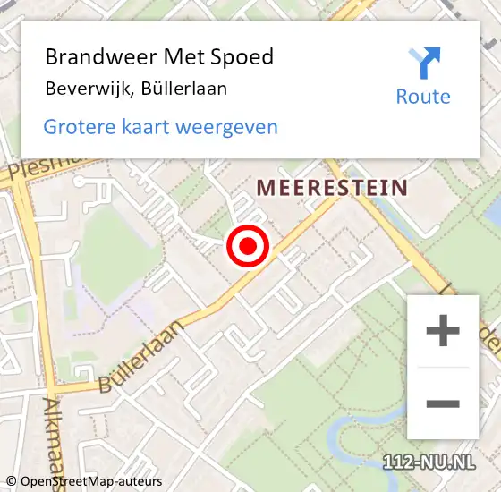 Locatie op kaart van de 112 melding: Brandweer Met Spoed Naar Beverwijk, Büllerlaan op 24 mei 2024 21:01