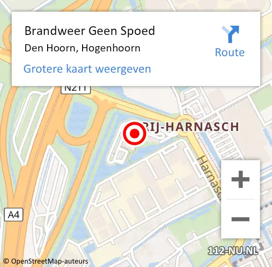 Locatie op kaart van de 112 melding: Brandweer Geen Spoed Naar Den Hoorn, Hogenhoorn op 24 mei 2024 21:13