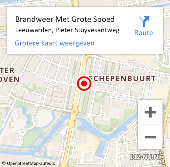 Locatie op kaart van de 112 melding: Brandweer Met Grote Spoed Naar Leeuwarden, Pieter Stuyvesantweg op 24 mei 2024 21:25