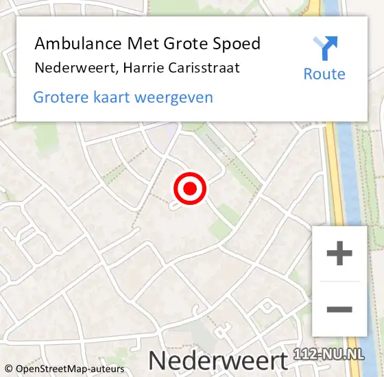 Locatie op kaart van de 112 melding: Ambulance Met Grote Spoed Naar Nederweert, Harrie Carisstraat op 24 mei 2024 21:39