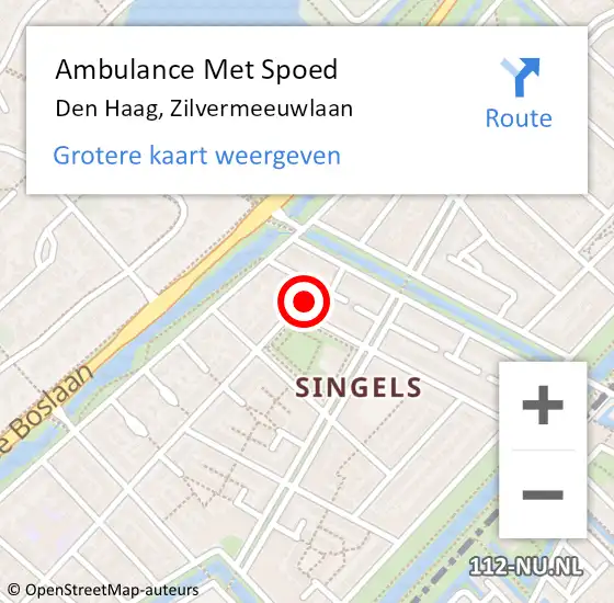 Locatie op kaart van de 112 melding: Ambulance Met Spoed Naar Den Haag, Zilvermeeuwlaan op 24 mei 2024 21:55