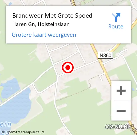 Locatie op kaart van de 112 melding: Brandweer Met Grote Spoed Naar Haren Gn, Holsteinslaan op 24 mei 2024 22:01