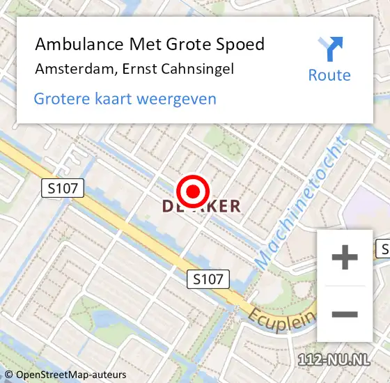 Locatie op kaart van de 112 melding: Ambulance Met Grote Spoed Naar Amsterdam, Ernst Cahnsingel op 24 mei 2024 22:16