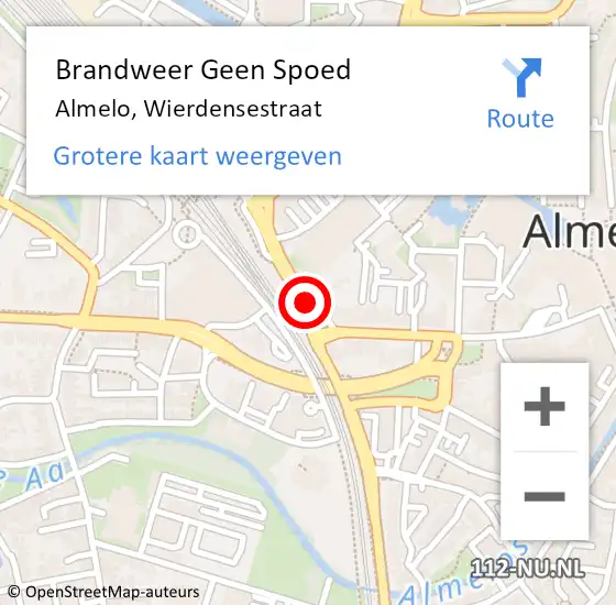 Locatie op kaart van de 112 melding: Brandweer Geen Spoed Naar Almelo, Wierdensestraat op 24 mei 2024 22:23
